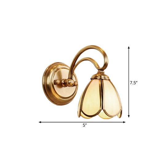 Frendorf | Florale Badezimmer Bad Licht Kolonialismus Mattiertes Weißes Glas 1/3-Birne Gold Schminkbeleuchtung Armatur