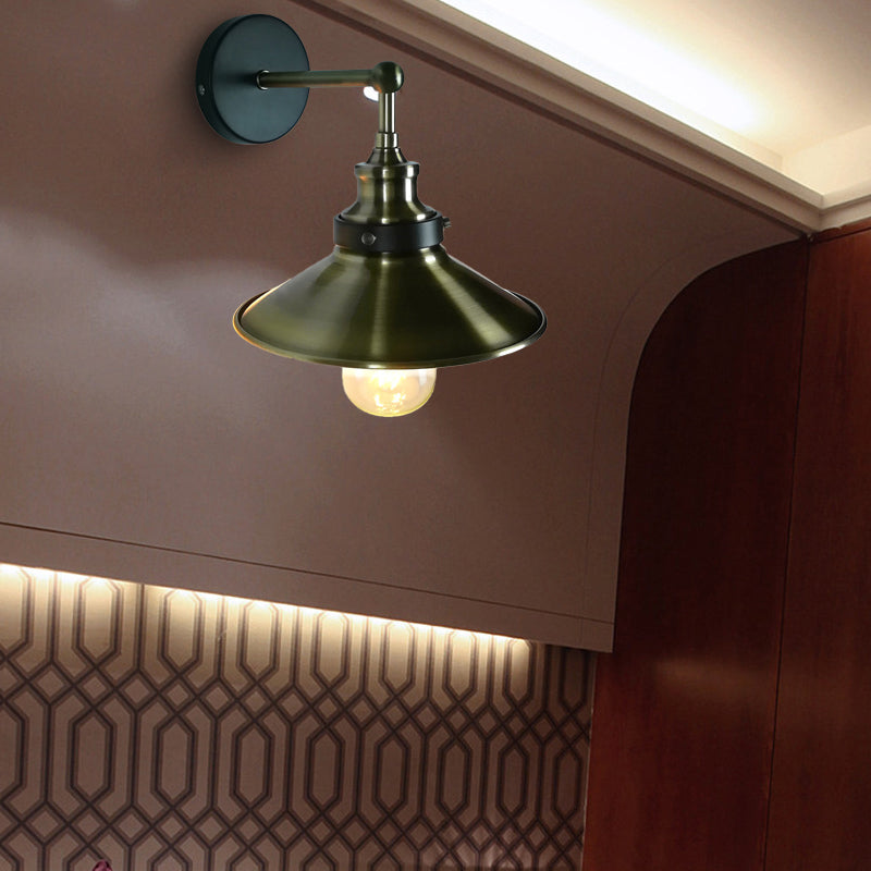 Frendorf | Eisen Bronze Wandlamp Schirm Saucer Shade 1 Glühbirne Vintage Stilvolle Wandmontierte Lampe für Bauernhaus
