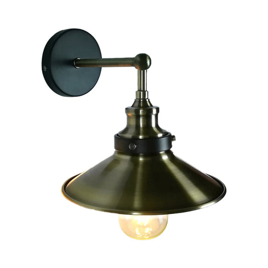 Frendorf | Eisen Bronze Wandlamp Schirm Saucer Shade 1 Glühbirne Vintage Stilvolle Wandmontierte Lampe für Bauernhaus