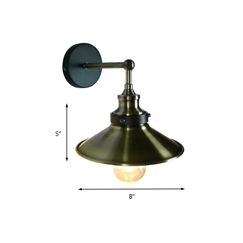 Frendorf | Eisen Bronze Wandlamp Schirm Saucer Shade 1 Glühbirne Vintage Stilvolle Wandmontierte Lampe für Bauernhaus