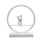 Schwarz/Weiß Hoop Nachttischlampe Einfache Romantische Acryl Tischlampe in Warm/Weiß Licht mit Liebhaber Statue