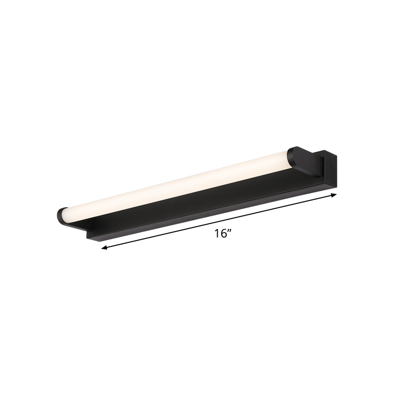 Frendorf | 16"/20"/24" L Badezimmer LED Wandleuchte Minimalismus Schwarze Wandlampe mit tubulärem Acrylschirm