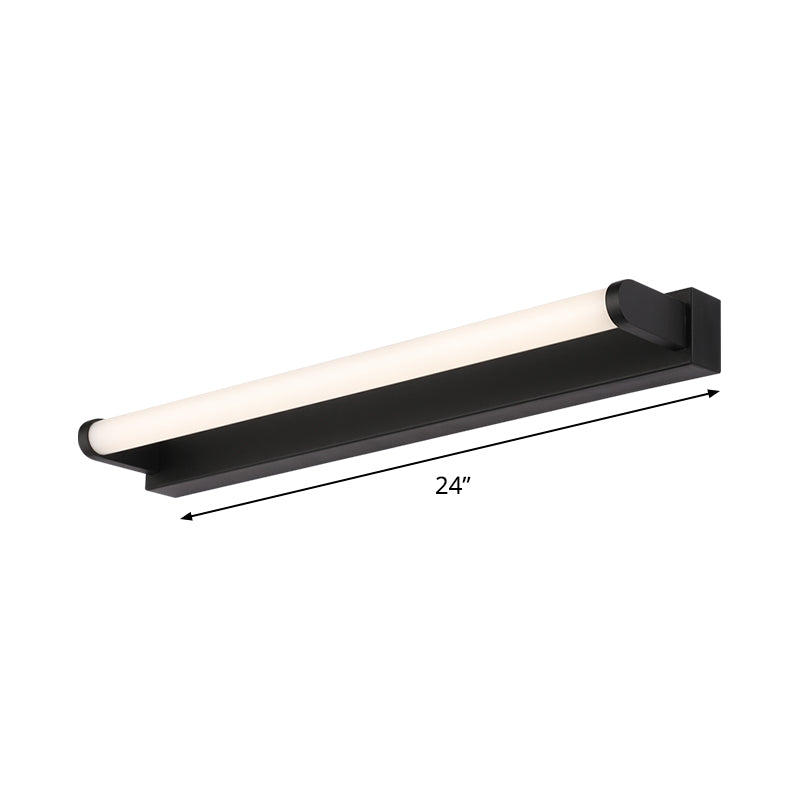 Frendorf | 16"/20"/24" L Badezimmer LED Wandleuchte Minimalismus Schwarze Wandlampe mit tubulärem Acrylschirm