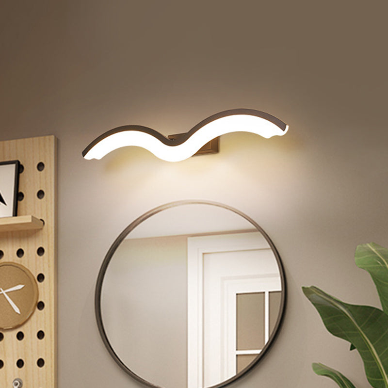 Frendorf | Schwarz/Weiß Wavelet LED Wandlampe Minimalismus Metall Spiegellicht mit frosted Diffusor, 16"/23.5"/31.5" lang