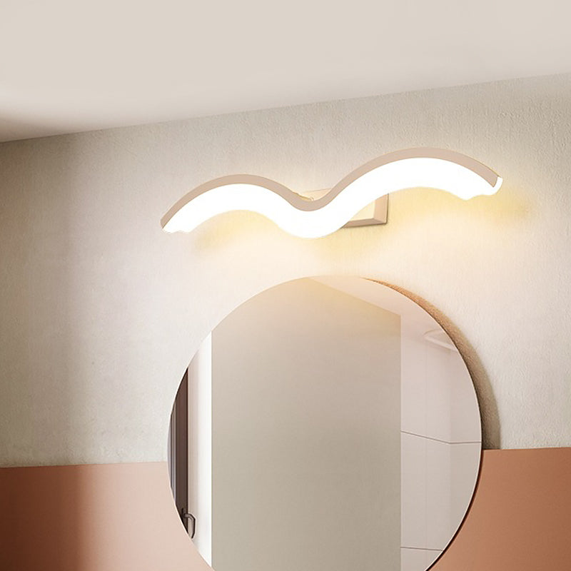 Frendorf | Schwarz/Weiß Wavelet LED Wandlampe Minimalismus Metall Spiegellicht mit frosted Diffusor, 16"/23.5"/31.5" lang