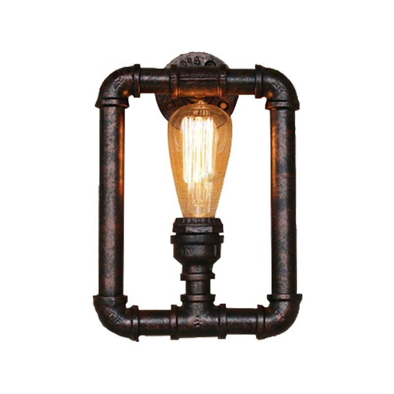 Frendorf | 1 Glühbirne Rechteckige Rohr Wandleuchte Antik Stilvolles Schwarz/Rost Eisen Wandmontierte Lampe für Schlafzimmer