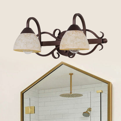 Frendorf | Braune Schüssel Wandlampe Antique Beige Glas 2/3/4 Glühbirnen Badezimmer Wand Sconce Beleuchtung Gerät mit geschwungenem Arm