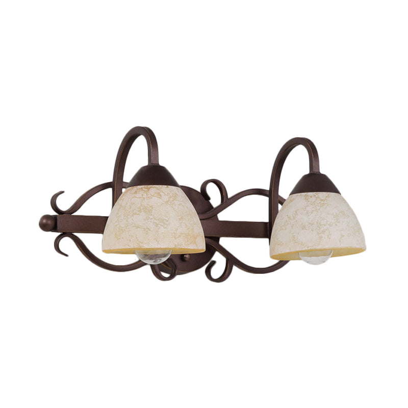 Frendorf | Braune Schüssel Wandlampe Antique Beige Glas 2/3/4 Glühbirnen Badezimmer Wand Sconce Beleuchtung Gerät mit geschwungenem Arm