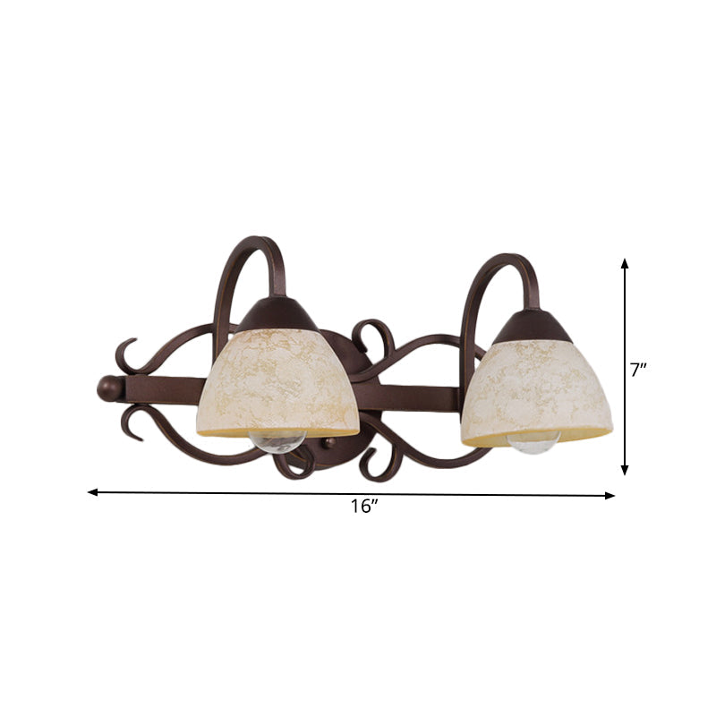 Frendorf | Braune Schüssel Wandlampe Antique Beige Glas 2/3/4 Glühbirnen Badezimmer Wand Sconce Beleuchtung Gerät mit geschwungenem Arm