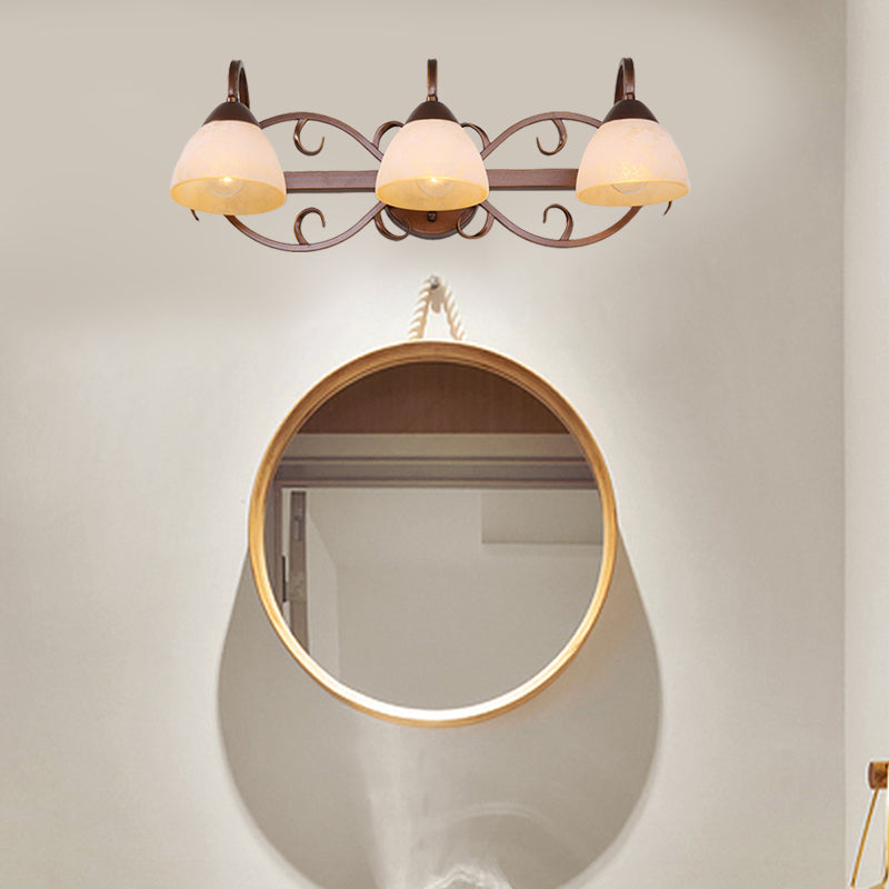 Frendorf | Braune Schüssel Wandlampe Antique Beige Glas 2/3/4 Glühbirnen Badezimmer Wand Sconce Beleuchtung Gerät mit geschwungenem Arm