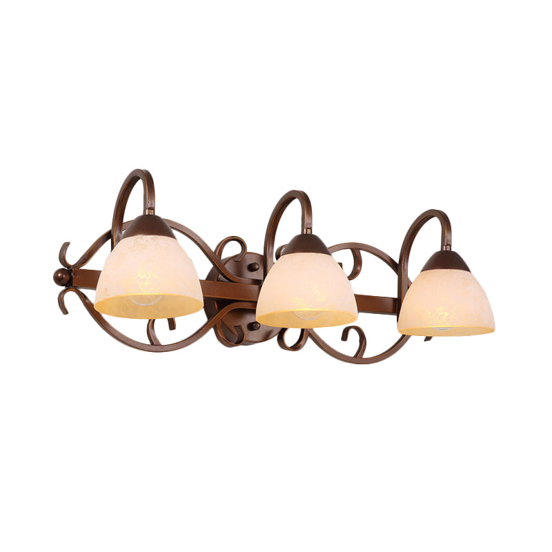 Frendorf | Braune Schüssel Wandlampe Antique Beige Glas 2/3/4 Glühbirnen Badezimmer Wand Sconce Beleuchtung Gerät mit geschwungenem Arm
