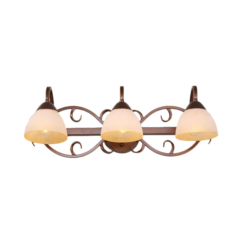 Frendorf | Braune Schüssel Wandlampe Antique Beige Glas 2/3/4 Glühbirnen Badezimmer Wand Sconce Beleuchtung Gerät mit geschwungenem Arm