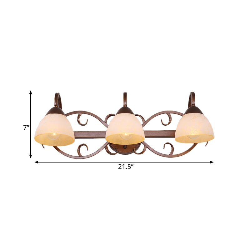 Frendorf | Braune Schüssel Wandlampe Antique Beige Glas 2/3/4 Glühbirnen Badezimmer Wand Sconce Beleuchtung Gerät mit geschwungenem Arm