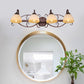 Frendorf | Braune Schüssel Wandlampe Antique Beige Glas 2/3/4 Glühbirnen Badezimmer Wand Sconce Beleuchtung Gerät mit geschwungenem Arm