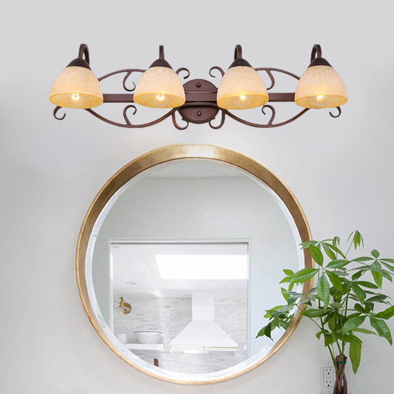 Frendorf | Braune Schüssel Wandlampe Antique Beige Glas 2/3/4 Glühbirnen Badezimmer Wand Sconce Beleuchtung Gerät mit geschwungenem Arm