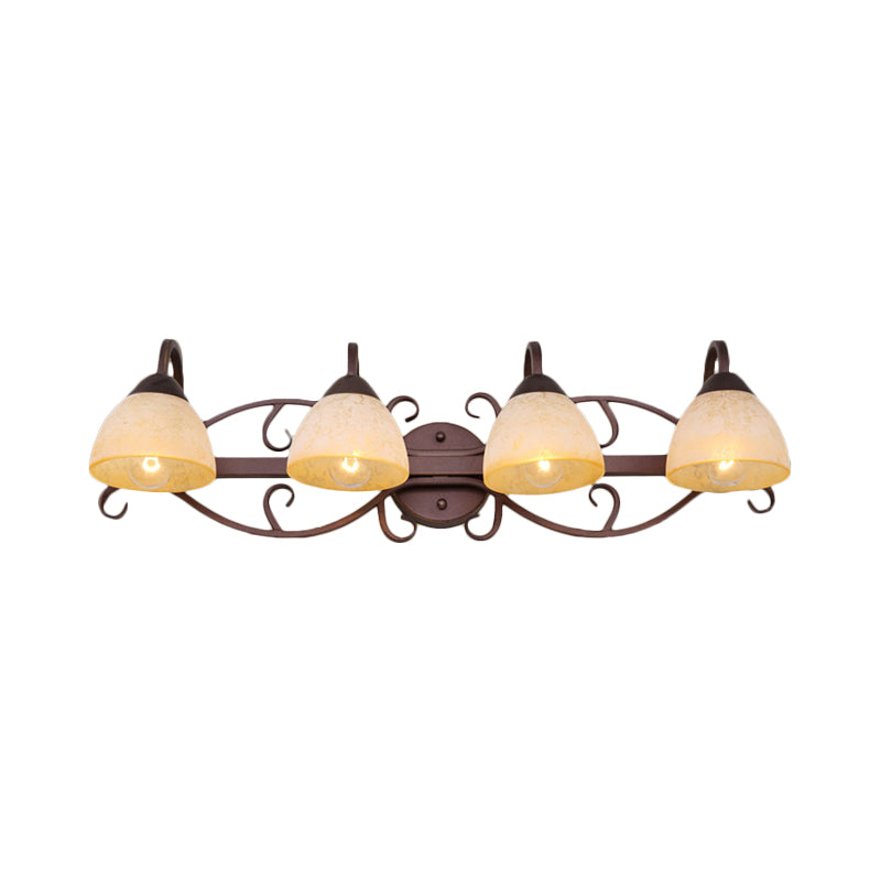 Frendorf | Braune Schüssel Wandlampe Antique Beige Glas 2/3/4 Glühbirnen Badezimmer Wand Sconce Beleuchtung Gerät mit geschwungenem Arm