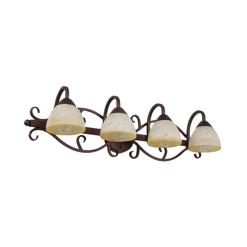 Frendorf | Braune Schüssel Wandlampe Antique Beige Glas 2/3/4 Glühbirnen Badezimmer Wand Sconce Beleuchtung Gerät mit geschwungenem Arm