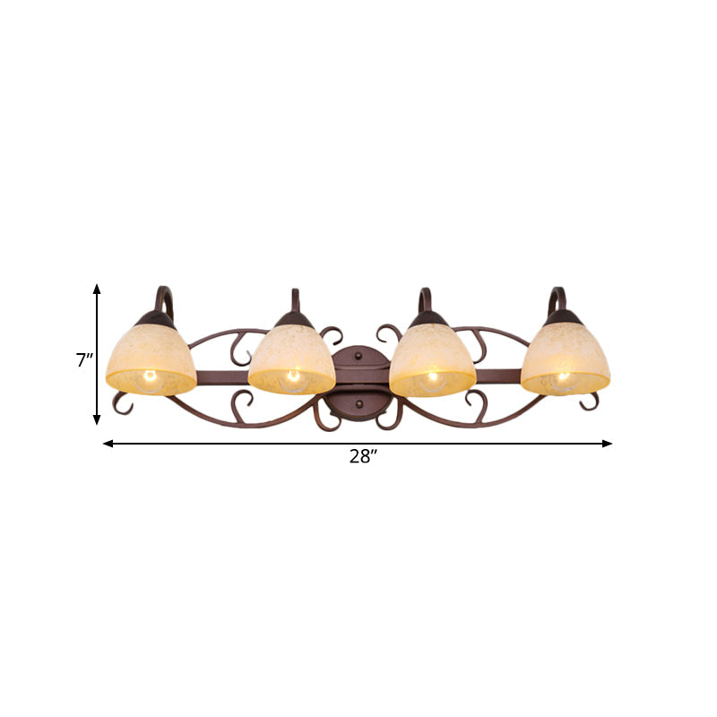 Frendorf | Braune Schüssel Wandlampe Antique Beige Glas 2/3/4 Glühbirnen Badezimmer Wand Sconce Beleuchtung Gerät mit geschwungenem Arm
