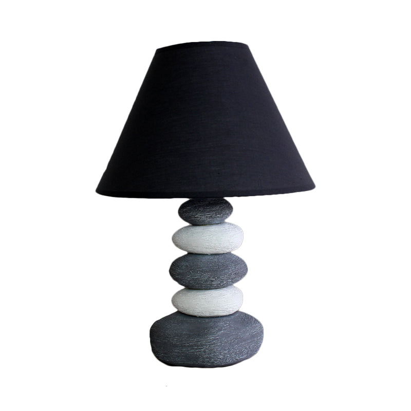 Weiß/Schwarz Fass Tischlampe Antike Stoff 1 Glühbirne Wohnzimmer Nachttischbeleuchtung mit Keramikbasis