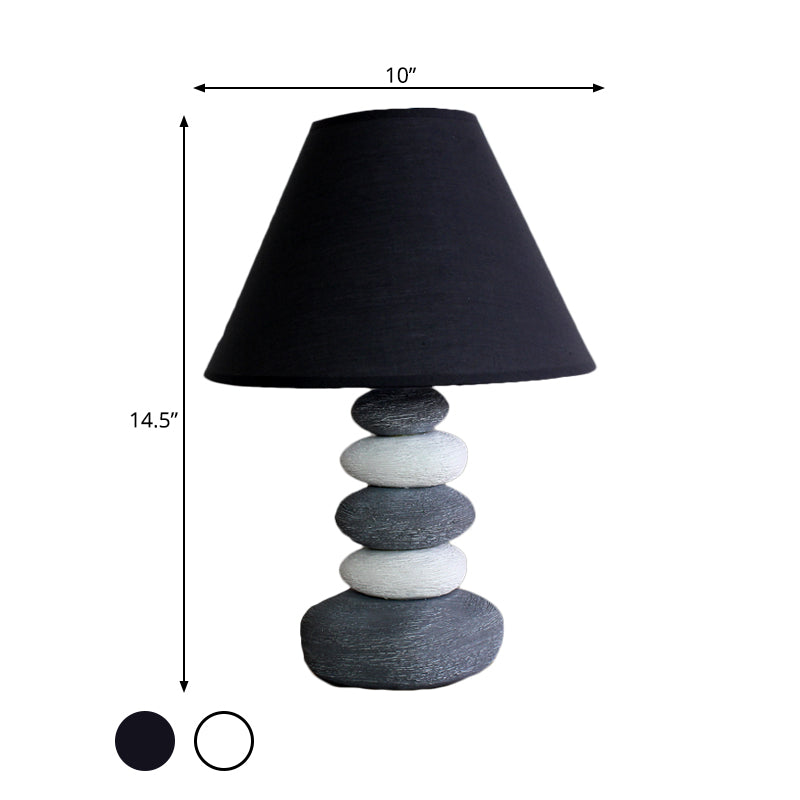 Weiß/Schwarz Fass Tischlampe Antike Stoff 1 Glühbirne Wohnzimmer Nachttischbeleuchtung mit Keramikbasis