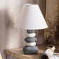 Weiß/Schwarz Fass Tischlampe Antike Stoff 1 Glühbirne Wohnzimmer Nachttischbeleuchtung mit Keramikbasis