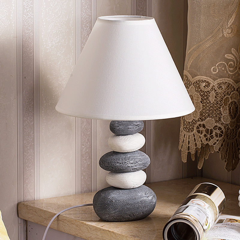 Weiß/Schwarz Fass Tischlampe Antike Stoff 1 Glühbirne Wohnzimmer Nachttischbeleuchtung mit Keramikbasis