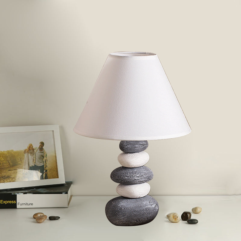 Weiß/Schwarz Fass Tischlampe Antike Stoff 1 Glühbirne Wohnzimmer Nachttischbeleuchtung mit Keramikbasis