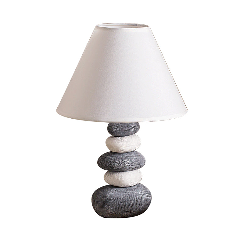 Weiß/Schwarz Fass Tischlampe Antike Stoff 1 Glühbirne Wohnzimmer Nachttischbeleuchtung mit Keramikbasis