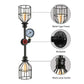 Frendorf | Metalen Kooi Schaduw Wandlamp Fixture Industrieel 2 Lampen Woonkamer Wandverlichting met Gauge en Pijp in Zwart