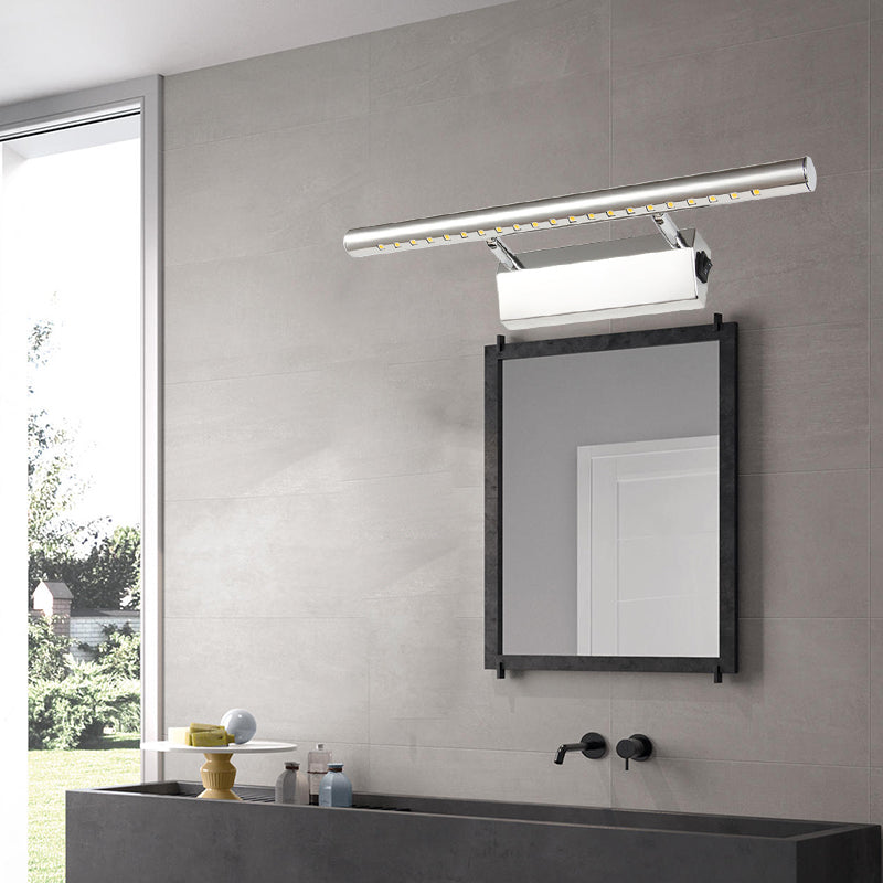 Moderner Stil Zylindervanity Wandleuchte Metallic 10"/16" B LED Badezimmer Wandmontierte Lampe in Chrom, Warm/Weiß Licht