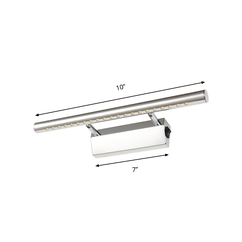 Moderner Stil Zylindervanity Wandleuchte Metallic 10"/16" B LED Badezimmer Wandmontierte Lampe in Chrom, Warm/Weiß Licht