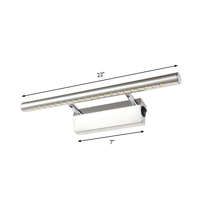 Moderner Stil Zylindervanity Wandleuchte Metallic 10"/16" B LED Badezimmer Wandmontierte Lampe in Chrom, Warm/Weiß Licht