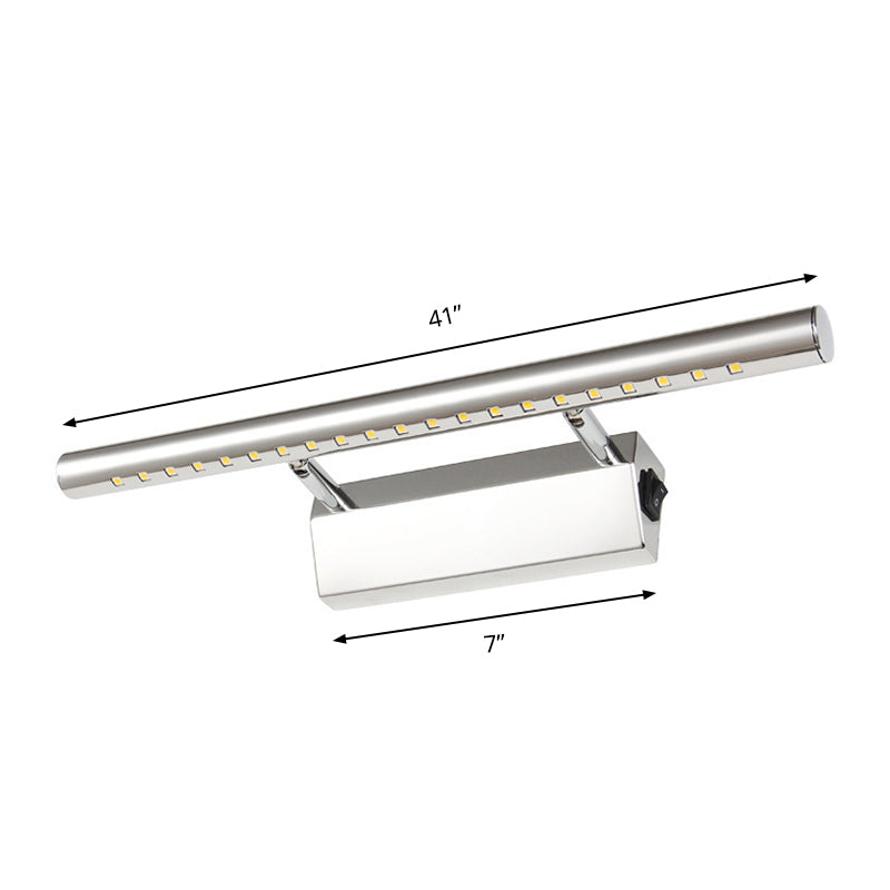 Moderner Stil Zylindervanity Wandleuchte Metallic 10"/16" B LED Badezimmer Wandmontierte Lampe in Chrom, Warm/Weiß Licht
