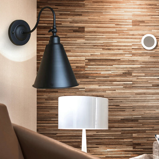 Frendorf | 1 Kopf Kegelförmige Wandbeleuchtung Industriell Schwarze Metall Wandleuchte mit Flexarm für Schlafzimmer