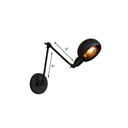 Frendorf | 1 Glühbirne Metall Wandbeleuchtung Industriell Schwarz Schwenkarm Studierzimmer Wandlampe Licht mit Schalen Shade