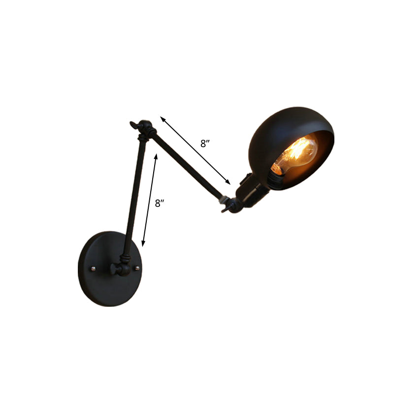 Frendorf | 1 Glühbirne Metall Wandbeleuchtung Industriell Schwarz Schwenkarm Studierzimmer Wandlampe Licht mit Schalen Shade