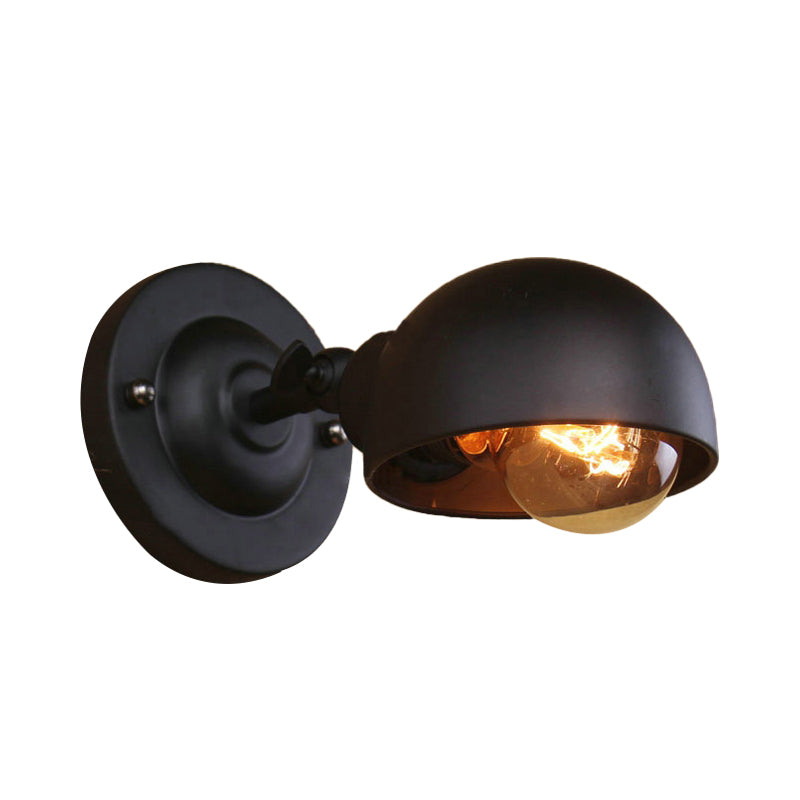Frendorf | 1 Kopf Wandmontage Licht Loft Stil Kuppel Schatten Metall Verstellbare Wandleuchte in Schwarz für Schlafzimmer