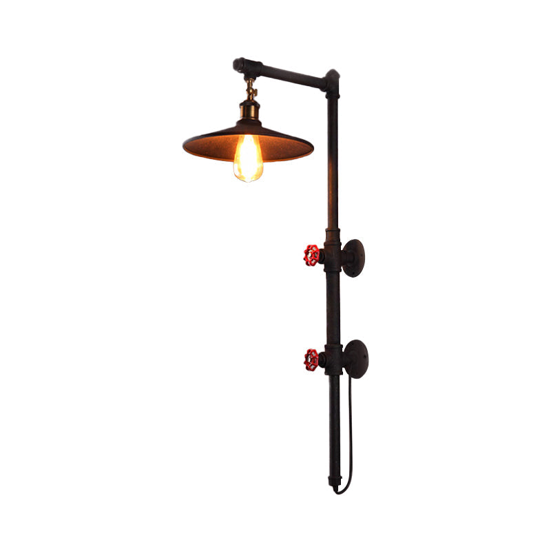 Frendorf | 1 Licht Flach Wand Sconce Beleuchtung mit Rohr und Winkelarm Industriestil Schwarze Metallische Wandlampe