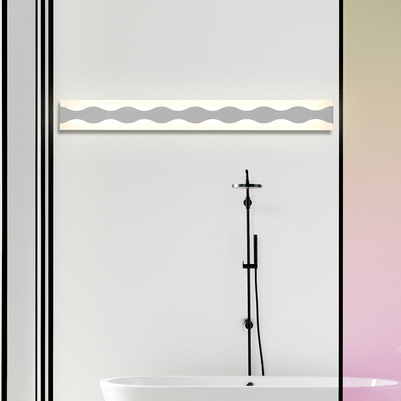 Frendorf | 16"/19.5" Breite LED Badezimmer Spiegel Beleuchtung mit Wellen-Acrylschirm Weißer Wand-Sconce in Warm/Weiß Licht