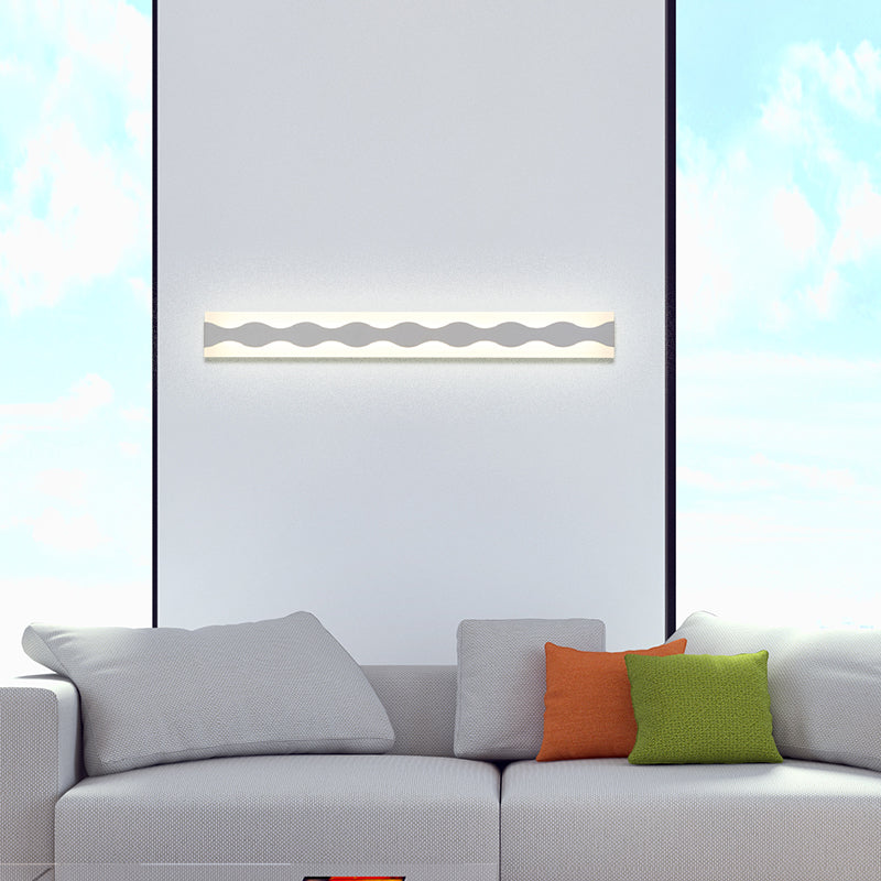 Frendorf | 16"/19.5" Breite LED Badezimmer Spiegel Beleuchtung mit Wellen-Acrylschirm Weißer Wand-Sconce in Warm/Weiß Licht