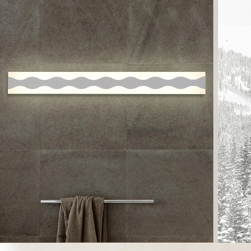 Frendorf | 16"/19.5" Breite LED Badezimmer Spiegel Beleuchtung mit Wellen-Acrylschirm Weißer Wand-Sconce in Warm/Weiß Licht