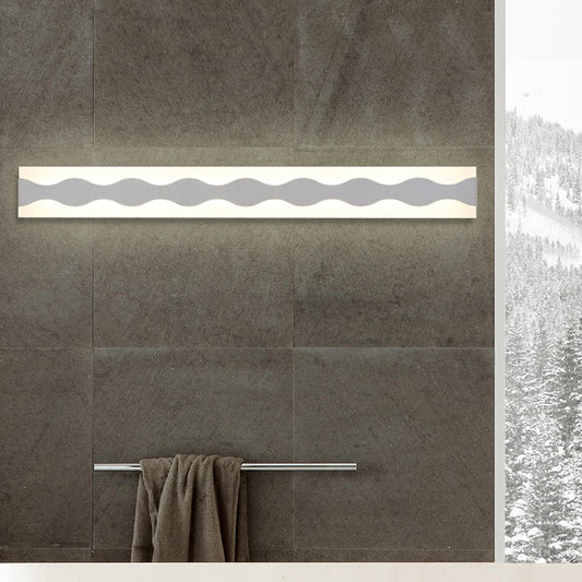 Frendorf | 16"/19.5" Breite LED Badezimmer Spiegel Beleuchtung mit Wellen-Acrylschirm Weißer Wand-Sconce in Warm/Weiß Licht