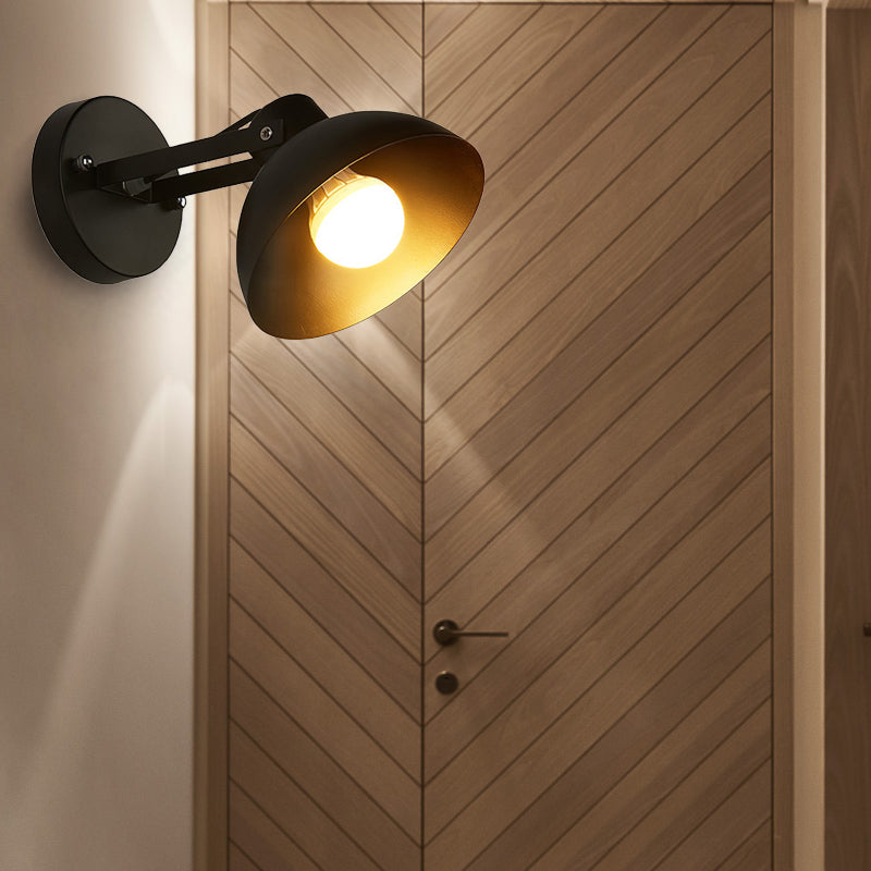 Frendorf | 1 Kopf Wandlicht Fixture mit Kuppel Shade Metall Industriellen Stil Innen Wandlampe in Schwarz