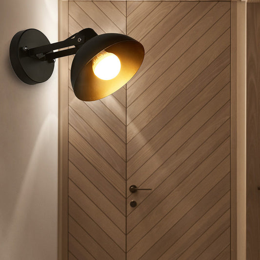 Frendorf | 1 Kopf Wandlicht Fixture mit Kuppel Shade Metall Industriellen Stil Innen Wandlampe in Schwarz