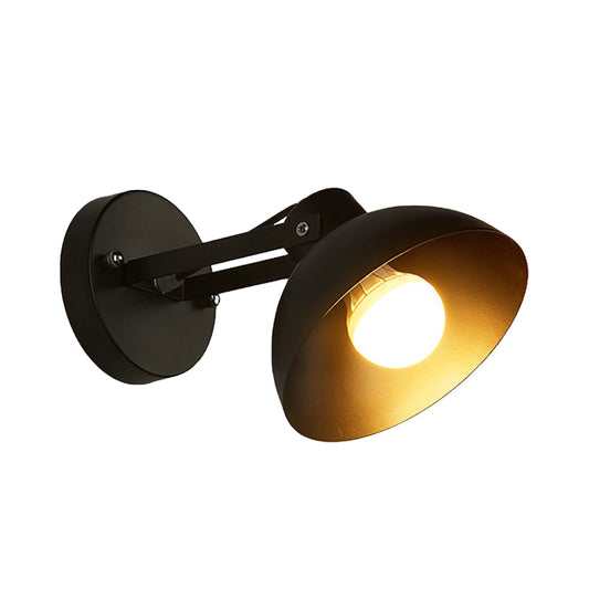 Frendorf | 1 Kopf Wandlicht Fixture mit Kuppel Shade Metall Industriellen Stil Innen Wandlampe in Schwarz