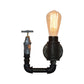 Frendorf | Schwarze Wasserrohr-Wandleuchte Industrielles Metall 1 Licht Wohnzimmer Mini Wandleuchte mit Druckmesser/Armatur Dekoration