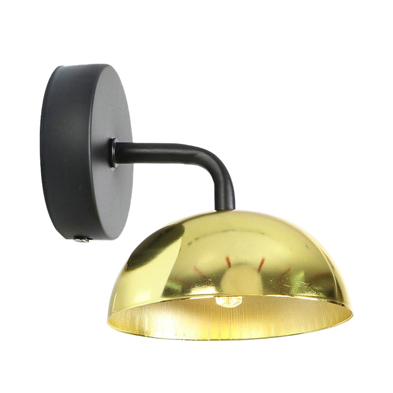 Frendorf | 1 Licht Wandlamp Industriële Koepel Shade Metaal Omlaag Wandlicht met Gebogen Arm in Zwart/Brons voor Slaapkamer