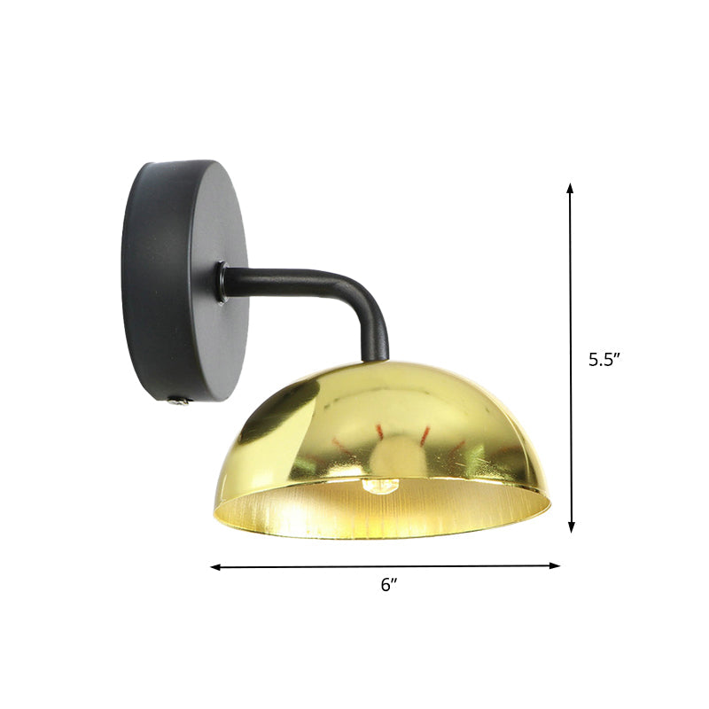 Frendorf | 1 Licht Wandlamp Industriële Koepel Shade Metaal Omlaag Wandlicht met Gebogen Arm in Zwart/Brons voor Slaapkamer