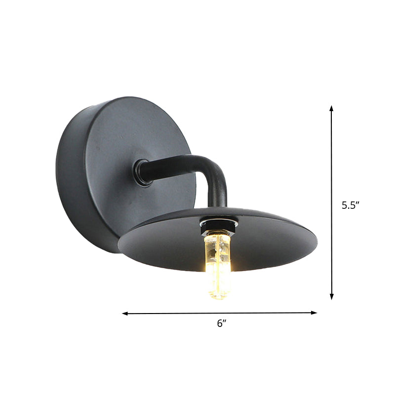Frendorf | Flache Schirm Metall Wandbeleuchtung Leuchte Industrie Vintage 1 Licht Schlafzimmer Wandleuchte in Schwarz