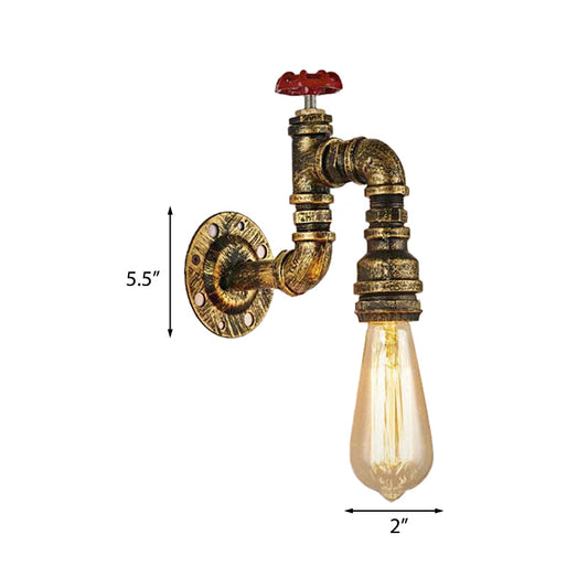 Frendorf | Antike Messing Wasserhahn Form Wand Sconce mit Ventil Industrie 1 Licht Wohnzimmer Wandmontage Licht